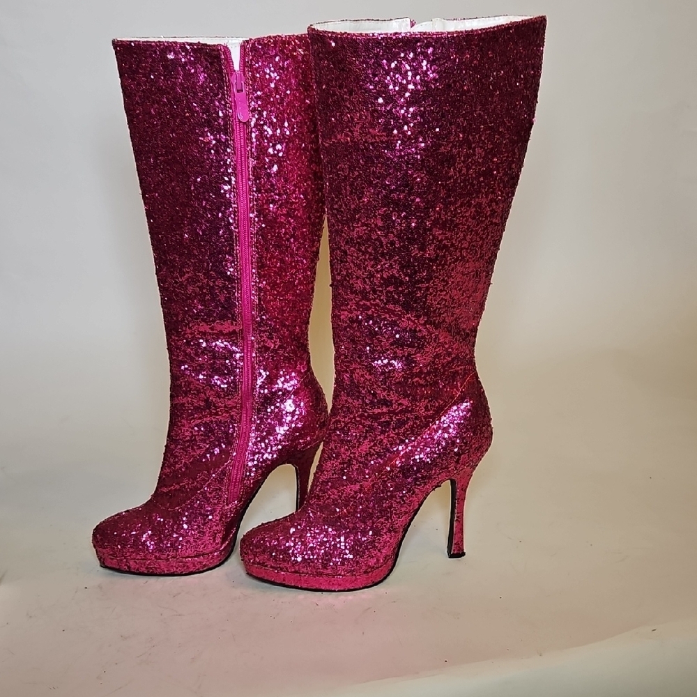 Glittering Pink Knee-High Boots